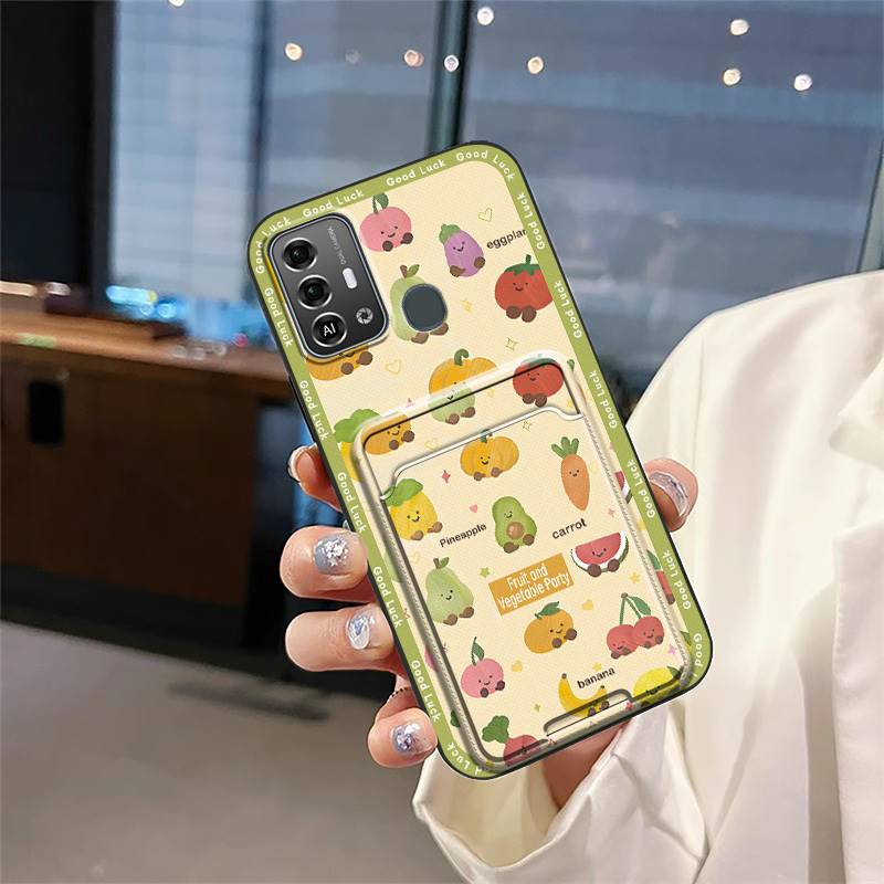 Cute Back Cover Phone Case For ZTE Blade A53 Pro Card Bag Shockproof Silicone Cover Graffiti Fashion Design Anti-dust