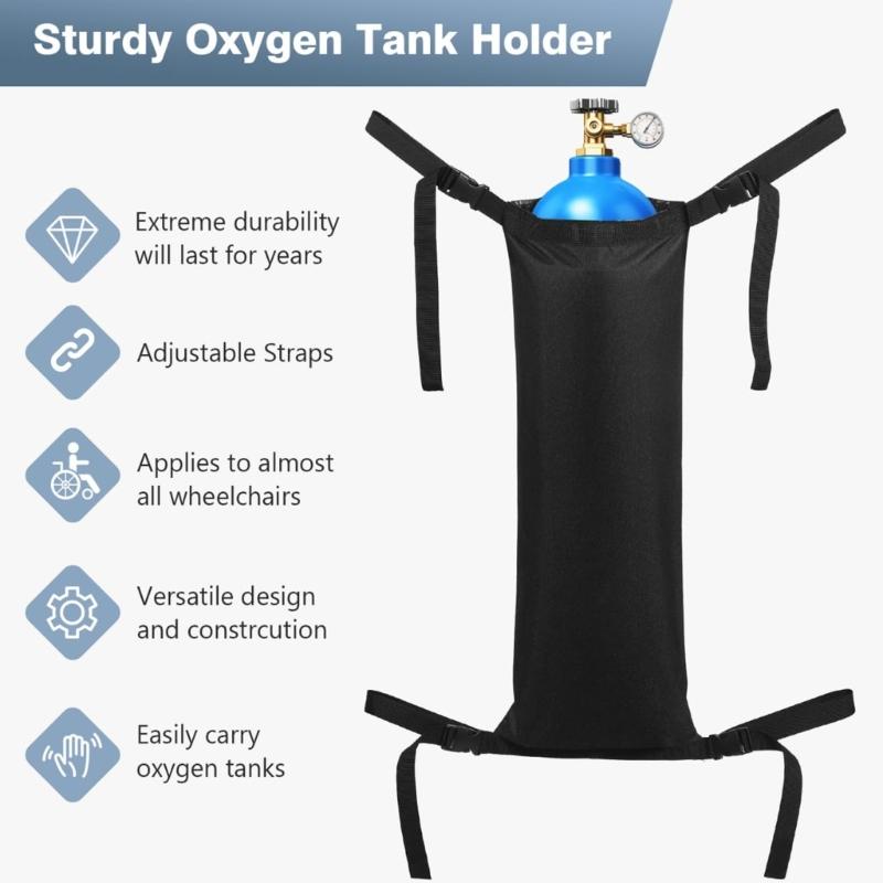 Adjustable Wheelchair Oxygen Tanks Storage Bag With Multiple Pockets Reinforced Base Foldable Designs