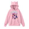 Ladies Fashion Casual Long Sleeve Printed Round Neck Hoodie Pullover Top With  Pockets