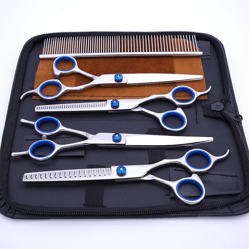 Professional Dog Grooming Scissors Set - Curved and Thinning Shears