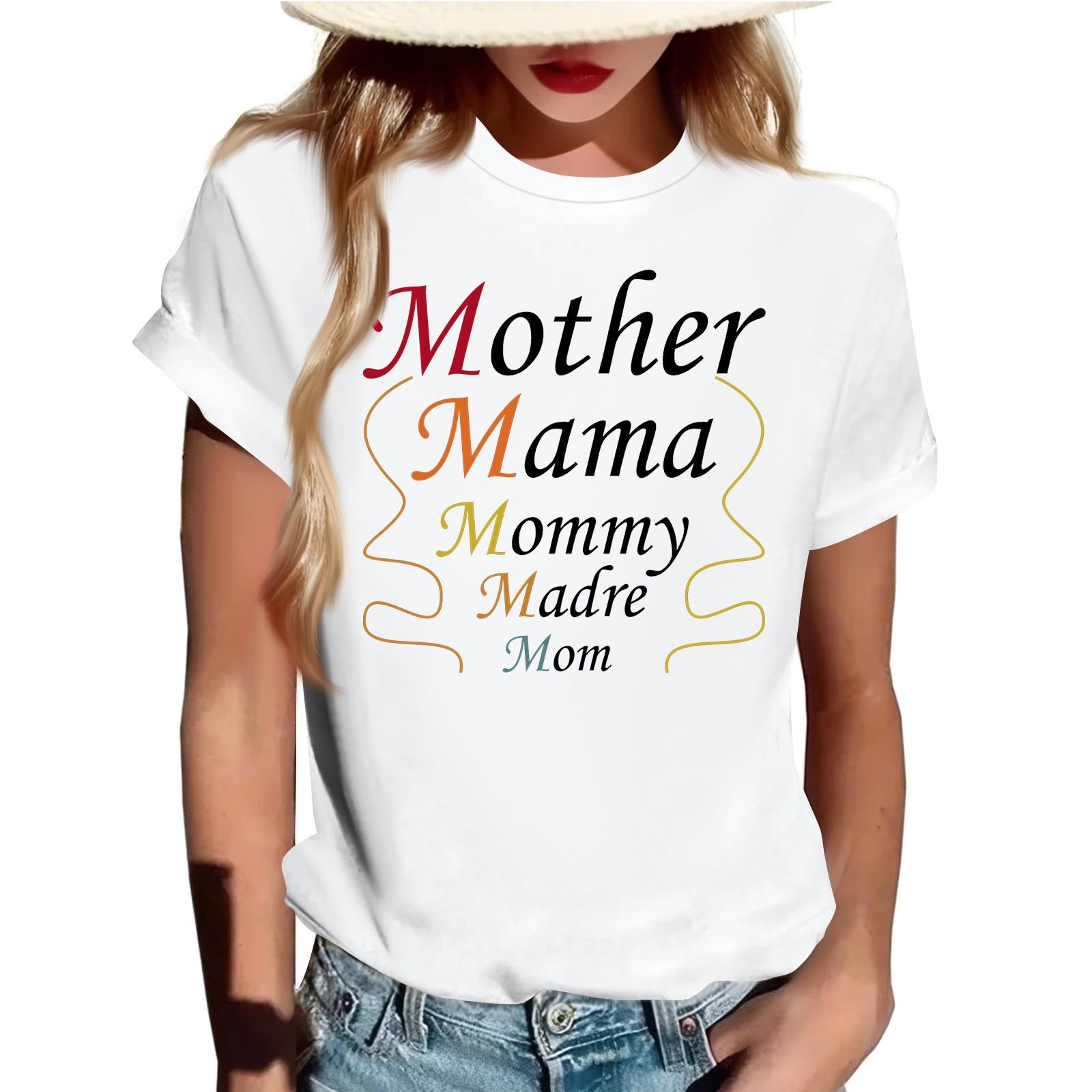 

Взрослые Повседневные Ежедневные Круглый вырез с принтом Короткие рукава Футболка Топ с буквами XL белый