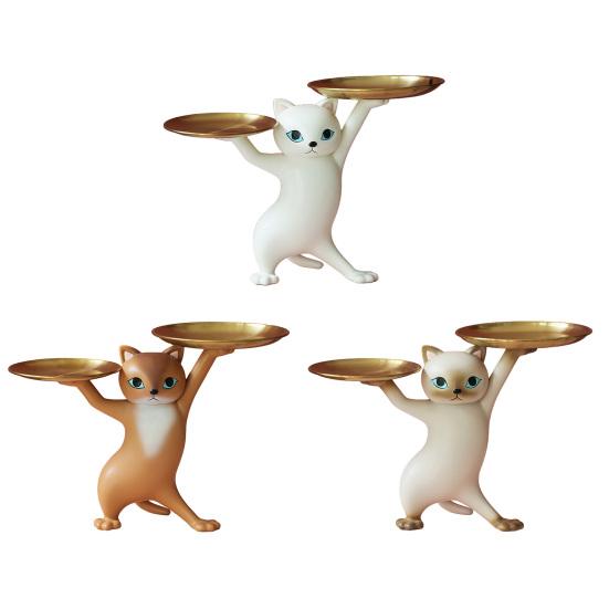 Dancing Cat Animation Resin Figure Creative Cartoon Sand Sculpture Cat Ornament for Living Room Housewarming