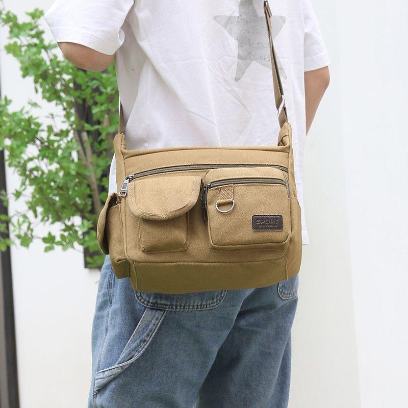 Men Canvas Shoulder Bag With Casual Design For Travel And Commute
