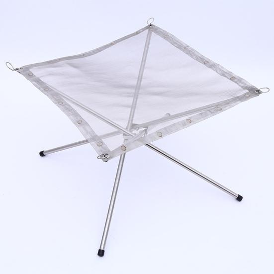Portable Folding Firepit with Stainless Steel Grill Mesh Easy Setup Collapsible Camping Picnic BBQ Grill Wood Burning Charcoal with Carrying Bag
