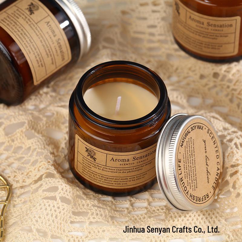 Aromatherapy Plant Essential Oil Candles in Glass Cups - Home Fragrance and Souvenir