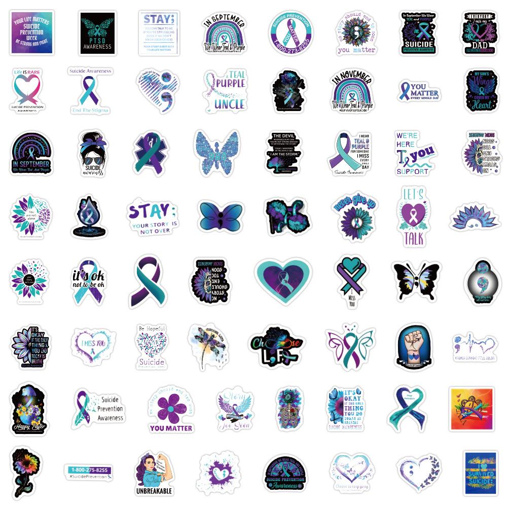 60 Suicide Awareness Graffiti Stickers Notebook Water Cup Suitcase Stickers
