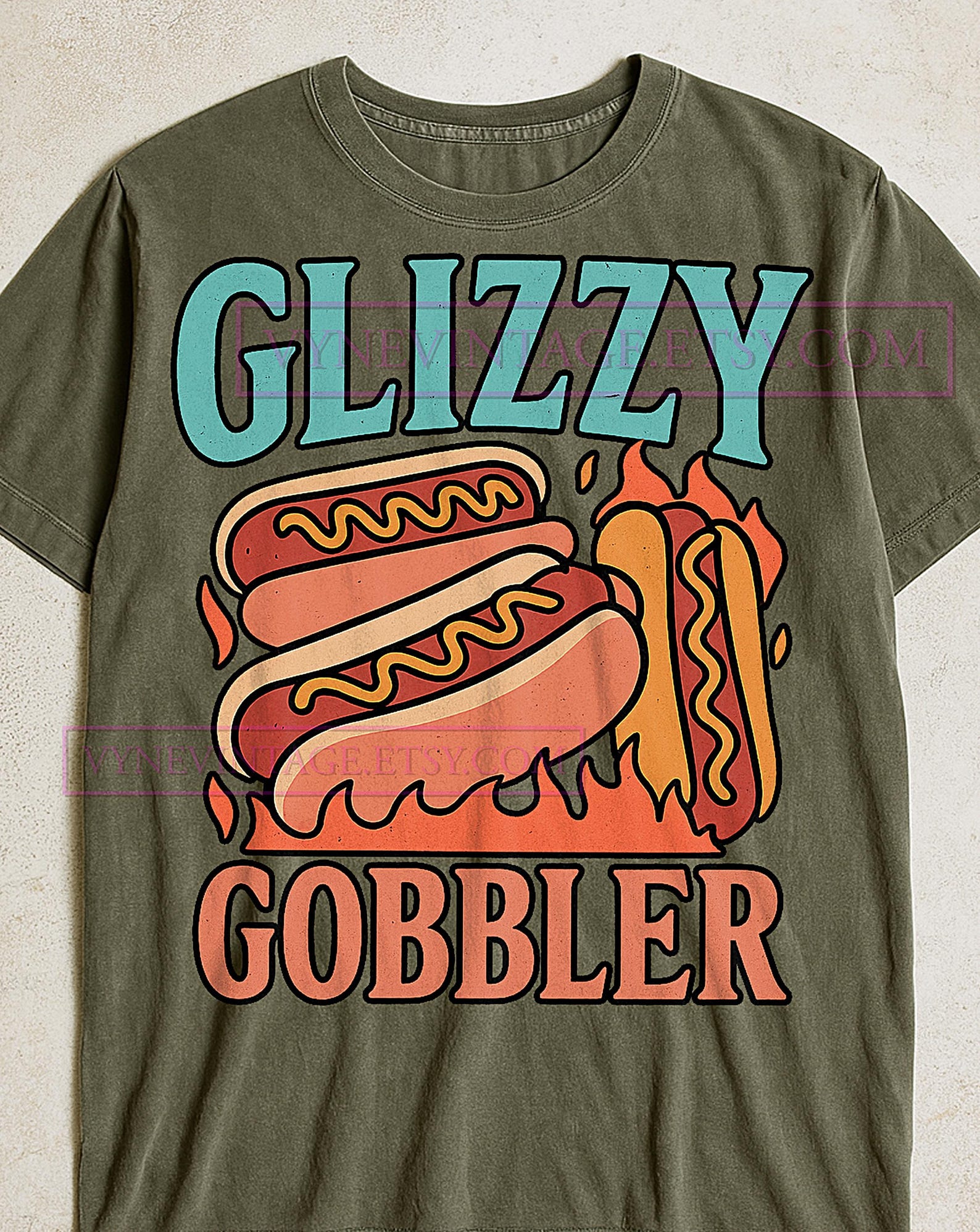 Glizzy Gobbler T-Shirt, Retro Cartoon Hotdog Fire Shirt, Hotdog Graphic Retro Food Tee, Funny Glizzy Shirt, Foodie Lover Gift XL