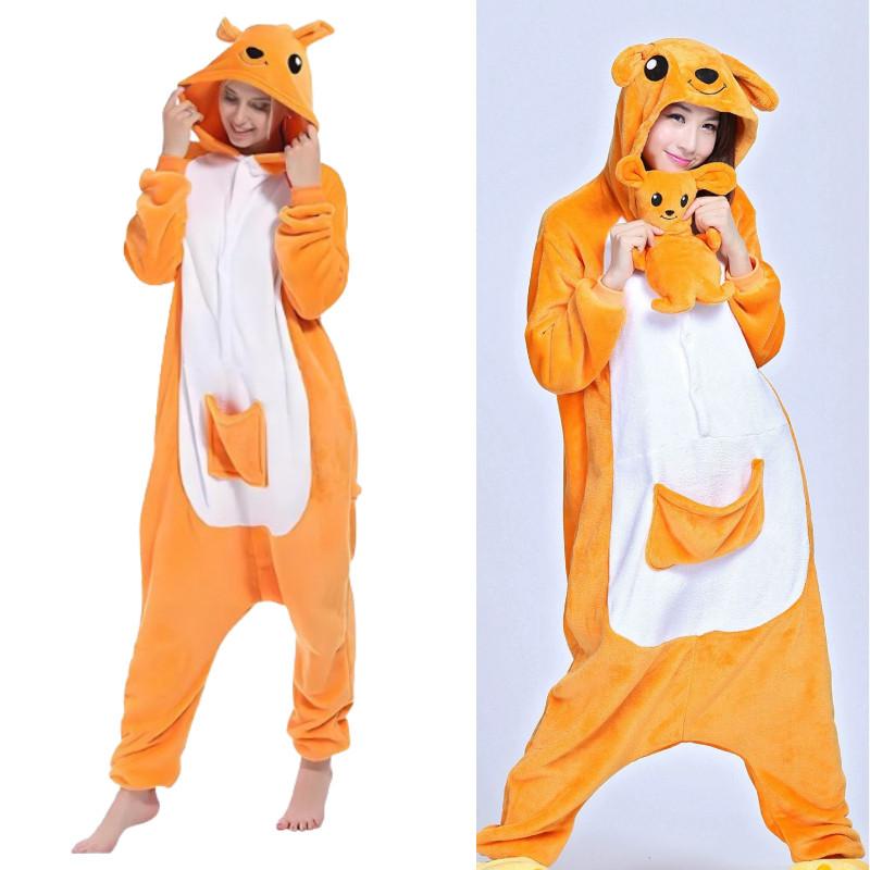 Klokan Kreslený Fleece Dětské Pyžamo s Kapucí Pro Zimní Pohodlí