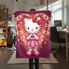 1PC Hello Kitty Cartoon Print Flannel Blanket, High quality All Seasons, Home Decor, Warmth and Comfort, Perfect for Christmas Gifts