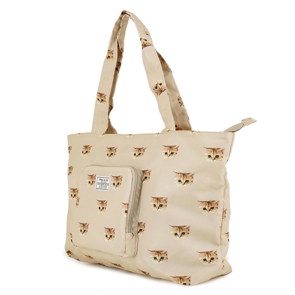 Paul Joe ACCESSOIRES Faltbare Tragetasche Nunet Katze und Chrysantheme Blumendruck & PJA-B843-844, (Beige, Nunet)