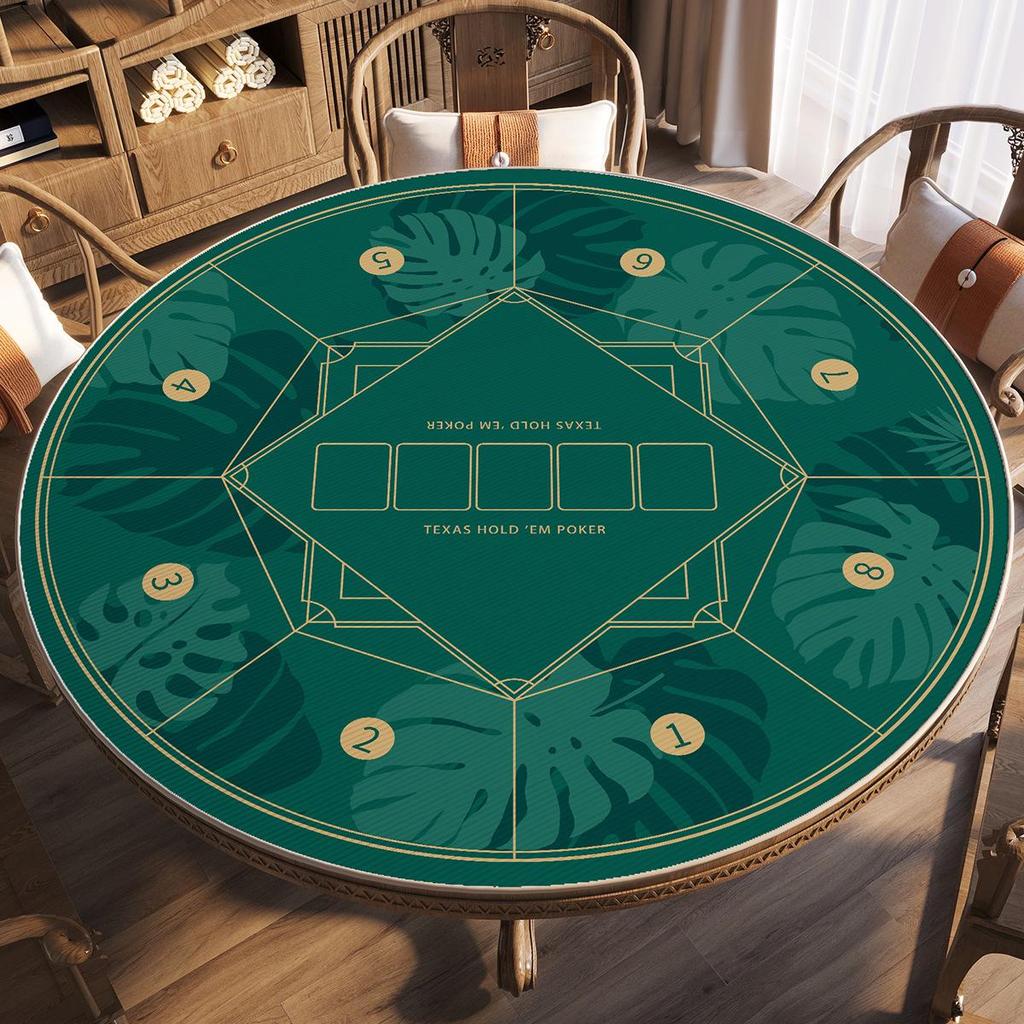 Texas Hold'em Round Poker Table Cloth - Stain-Resistant, Non-Slip Crystal Velvet