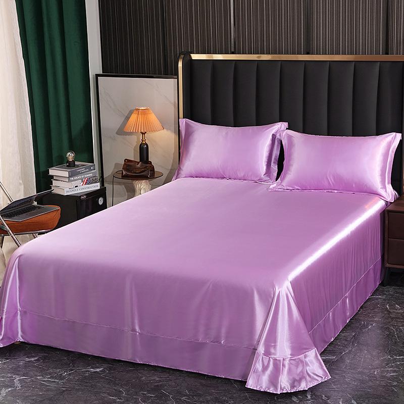 Washable Silk Fitted Sheet Set with Satin Pillowcase & Double Duvet Cover