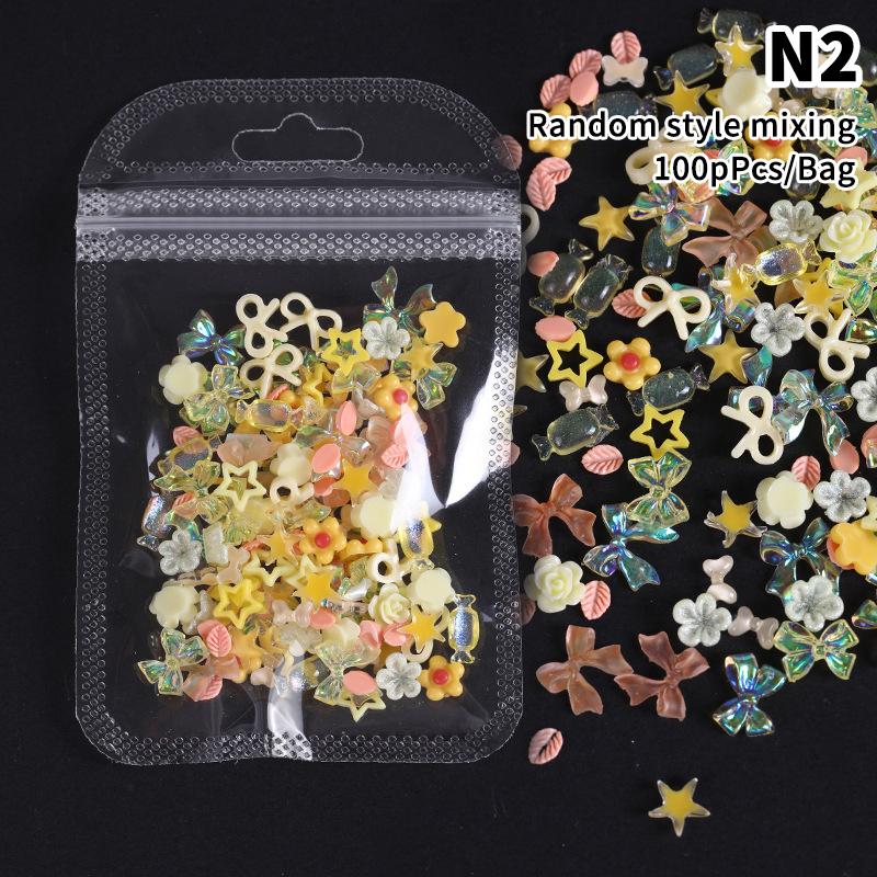 100Pcs Mini Colorful Tie Nail Charms Minimalist Bowknots Sweet Style Nail Art Decorations For Women Diy French Manicure Parts