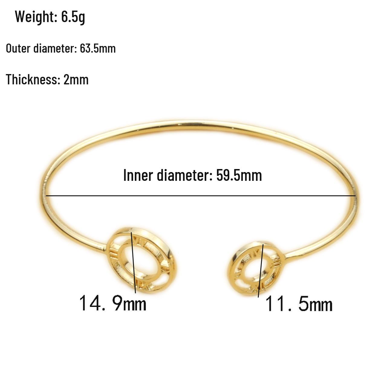 2024 KC Gold Compass Dial Open Bangle - Yellow Brass Gold-Plated Colorfast Women s Bracelet