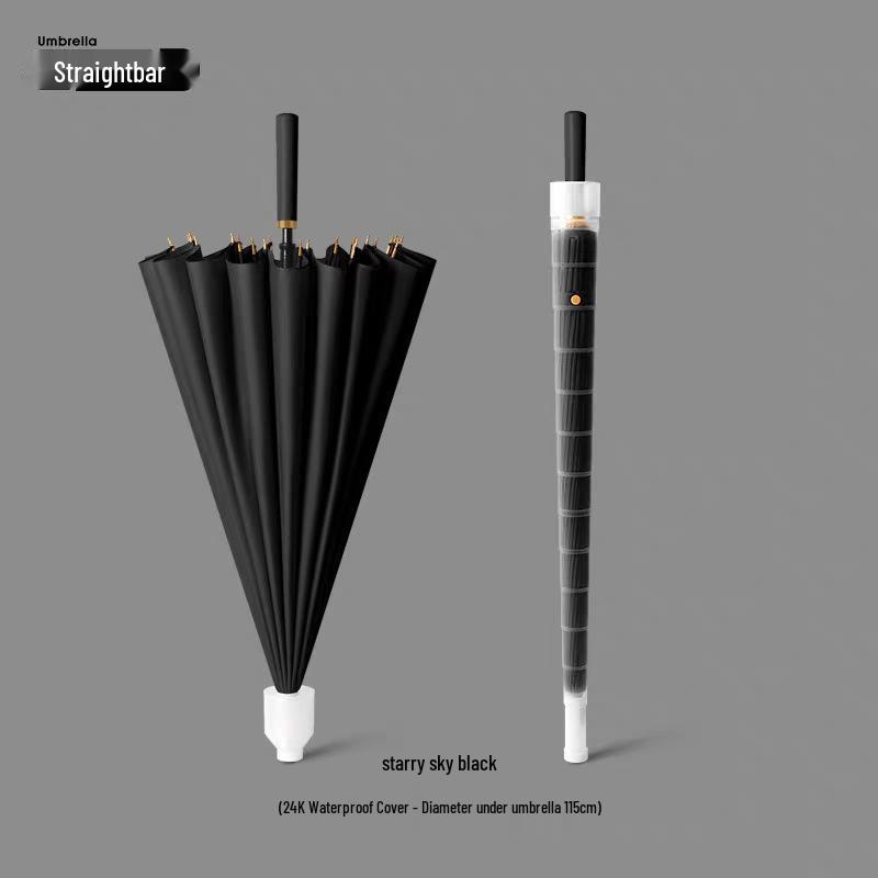 Large 24-Rib Waterproof Windproof Automatic Umbrella with Long Handle & Customizable Logo