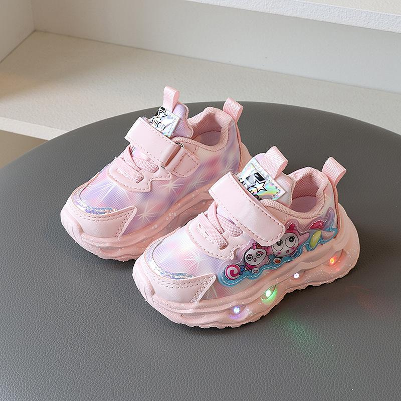 

Spring and Autumn New Children s Sports Shoes Princess Cartoon LED Light-up children s shoes1-5Girls sports and casual shoes 21-25Code【One Hand5Doub