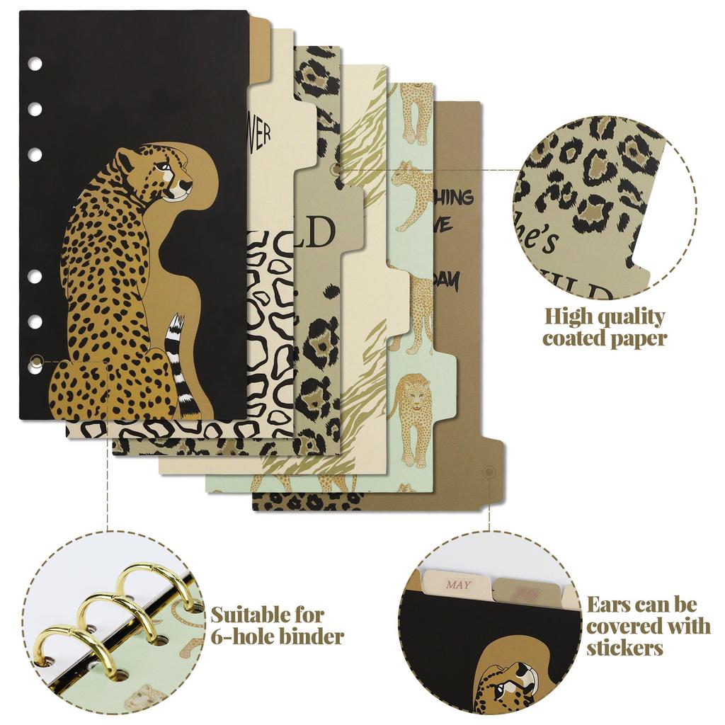 A6 Leopard Separator Paper Index Page Classification Separator Page Notebook Loose-leaf Book Partition Accessories