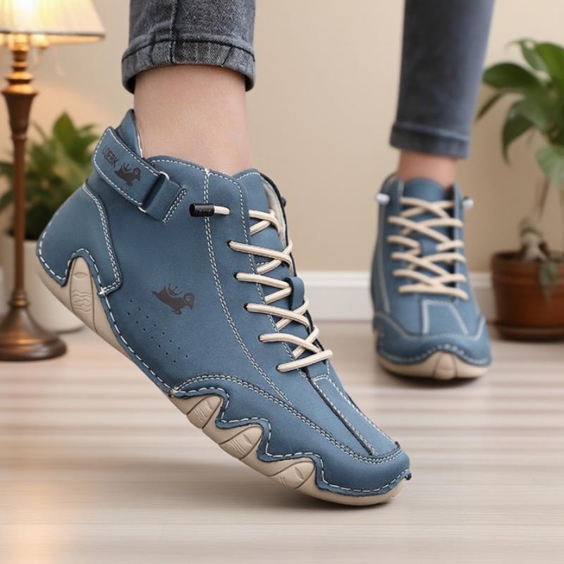 Women's Soft Soled Boots Handmade Leather Design Flat Shoes High Quality Lazy Comfortable Casual Driving Sneakers High Top Boots