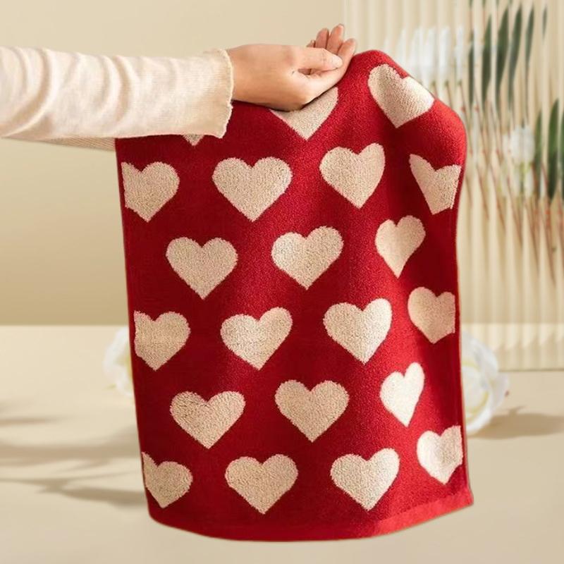 Heart Cotton Towel Red Soft Face Bath Towels Absorbent Shower Towel For Bathroom Adults Couple Wedding Valentine'S Day Gift