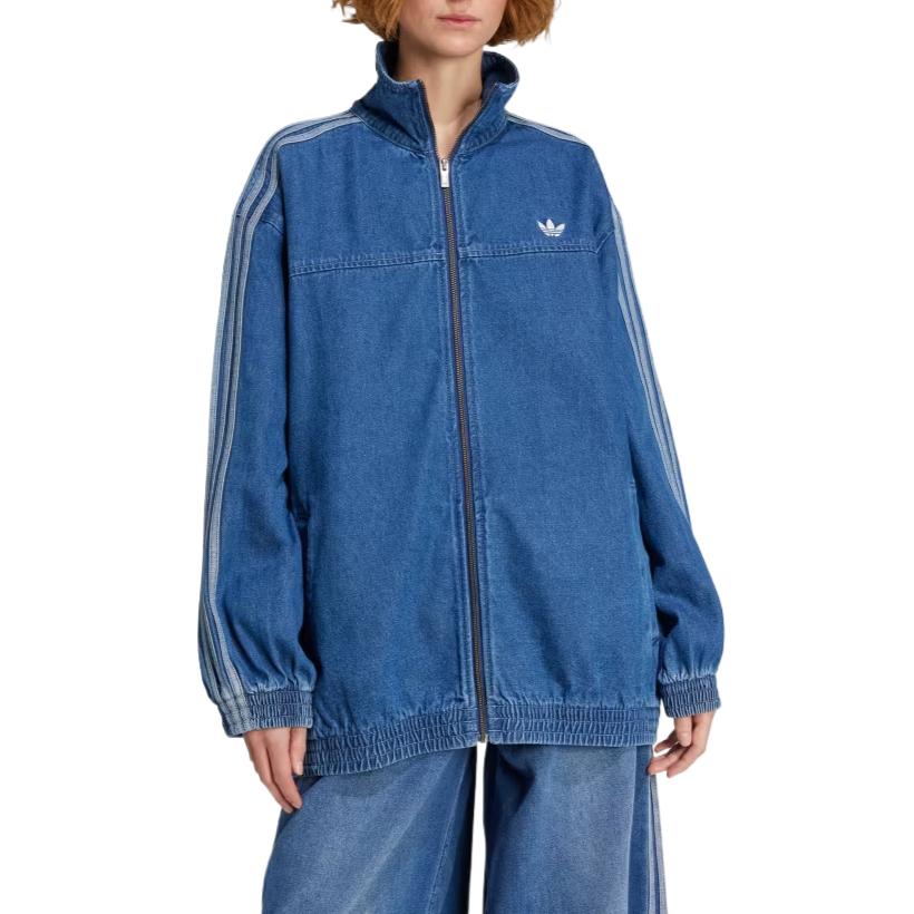adidas Originals Adicolor Denim Adilenium 3-Stripes Track Top Comfortable Fashion Trendy Simple Sports Denim Jacket Women Tops JY2896