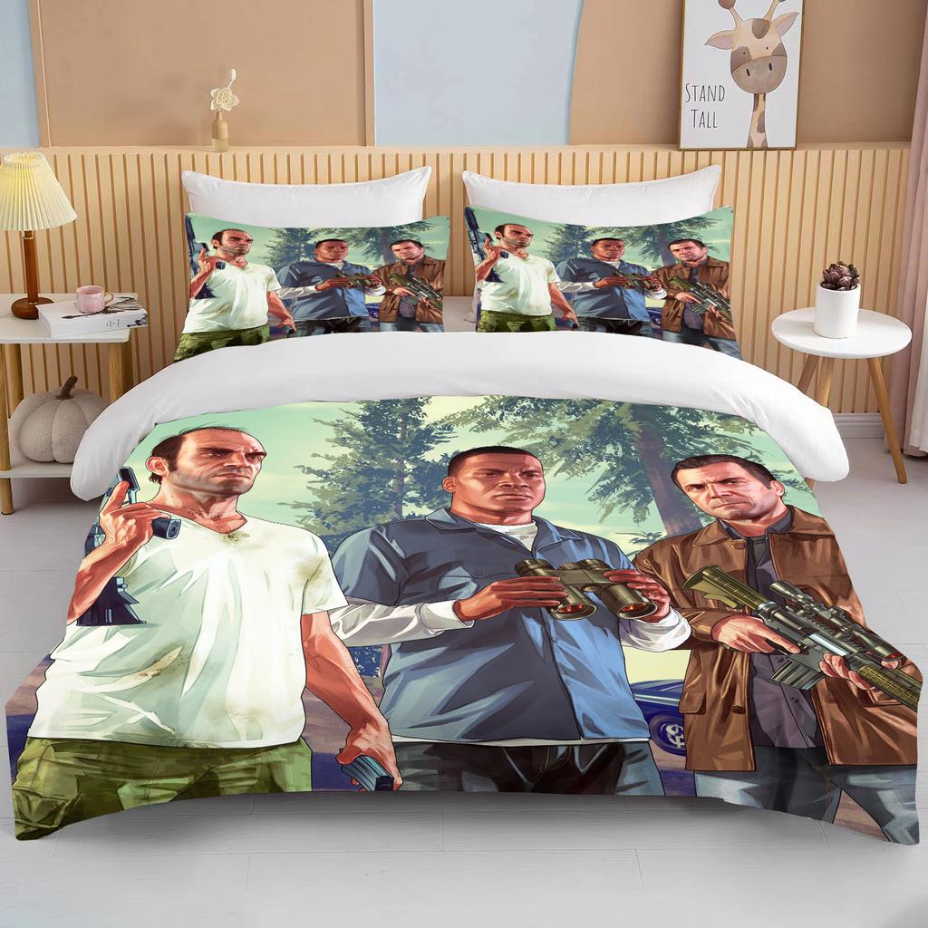 10 Mărimi Set de Lenjerie de Pat 3D Joc GTA V Huse de Plapumă Desen Animat Grand Theft Auto Lenjerie de Pat Articole de Pat Cu Față de Pernă Dropsjpping