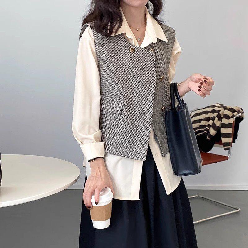 Fashion Sleeveless Jacket Vest for Women, Elegant Short Coat  Autumn Outfit Coat