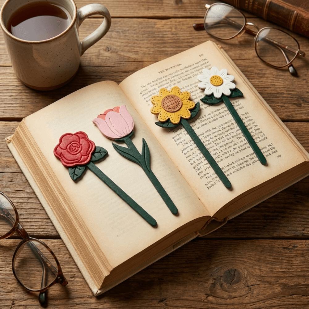 Soft Page Marker Floral Patterns Long Bookmark Beautiful PU Bookmark  Writers