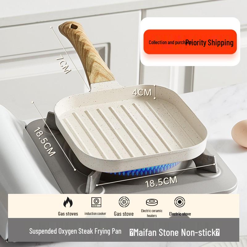 Maifan Stone Non-Stick Divided Frying Pan – Triple-Use for Steak, Breakfast, Eggs