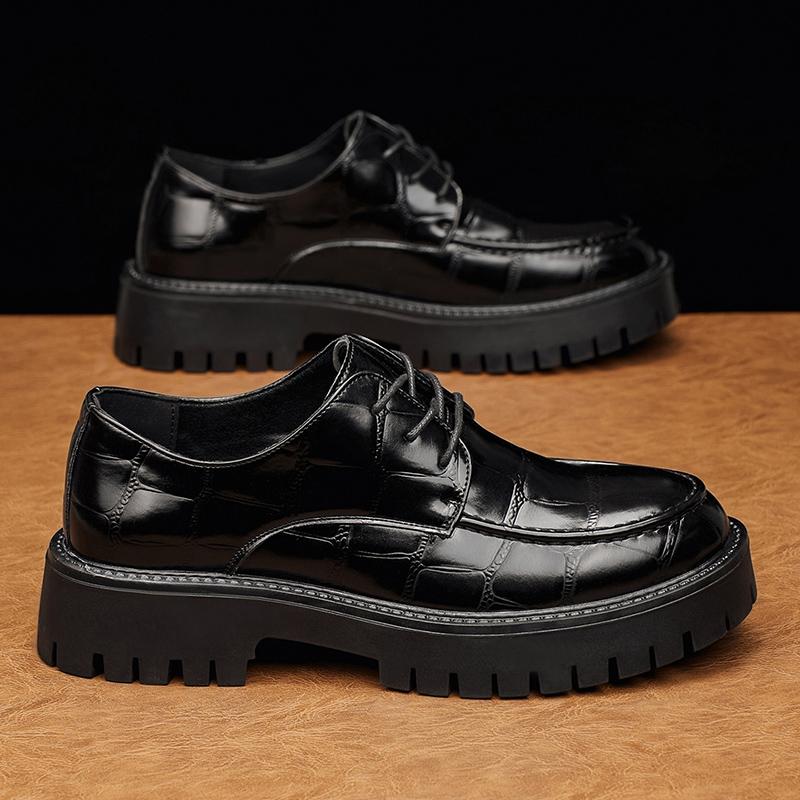 Men's Big Size Thick Sole Height Increasing Business Casual Lace Up Leather Shoes Formal Wedding Oxford Shoes For Men Shoes