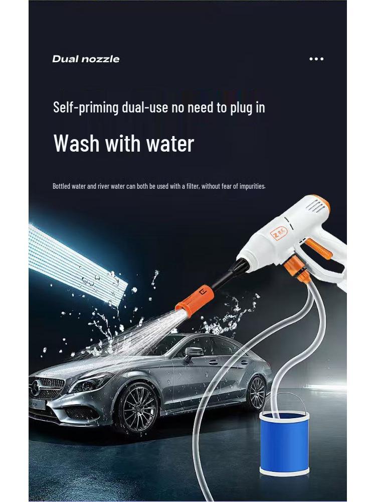 Portable High-Power Wireless Car Wash: Lithium Battery Water Gun for Outdoor Use