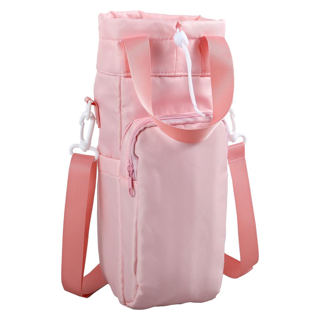 Portable Water Bottle Carrier Bag with Pockets Reusable Water Bottle Sling Bag with Adjustable Strap Insulated Mug Cover Bag