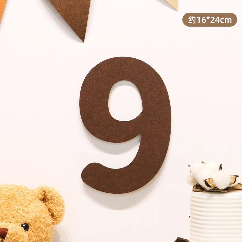 Mori Simple Felt Happy Birthday Party Digital Wall Sticker Baby First Year Party Decoration Photo Props
