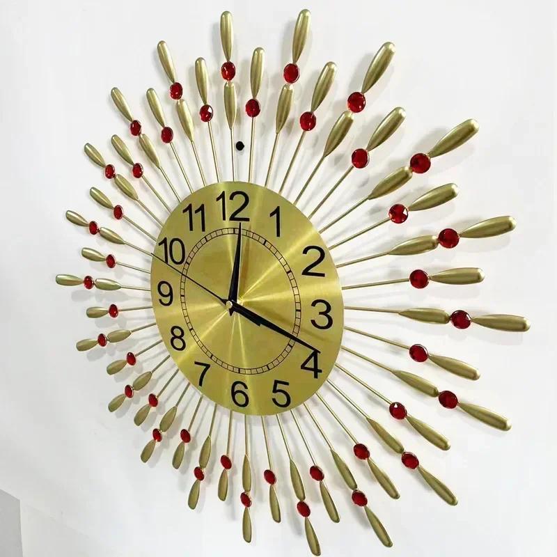 Black Golden Retro Style Wall Clocks Circular Raindrop Metal Ironwork Background Home Furnishings Living Room Bedroom Decorate