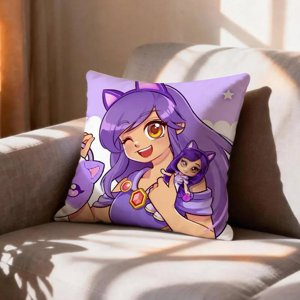 CUTE AAphmau Meow Anime Cats Pillow Case Pattern Printed Pillowcase For Living Room Sofa Cushion Cover