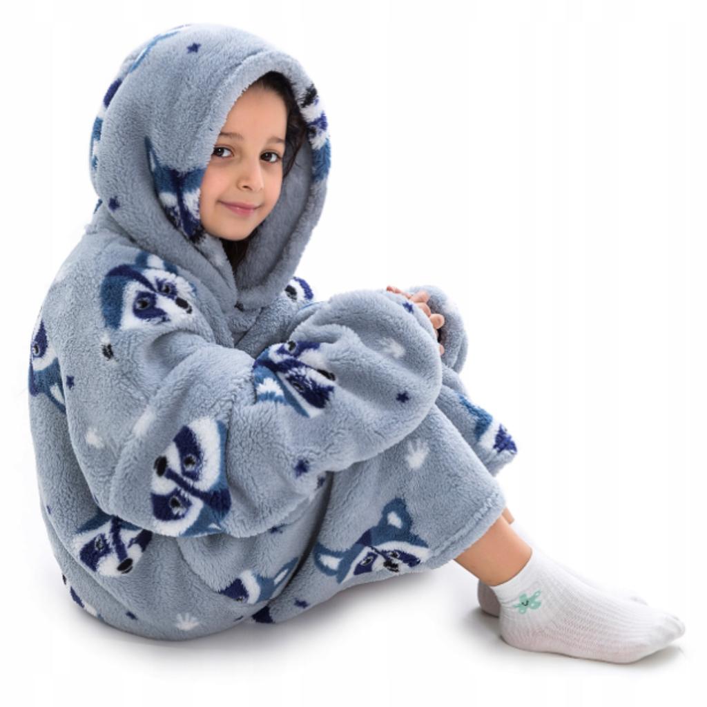 Blanket Sweatshirt Oversize Children's Blanket Sweatshirt 2In1 Raccoon Nativity Scene Pajamas Blanket