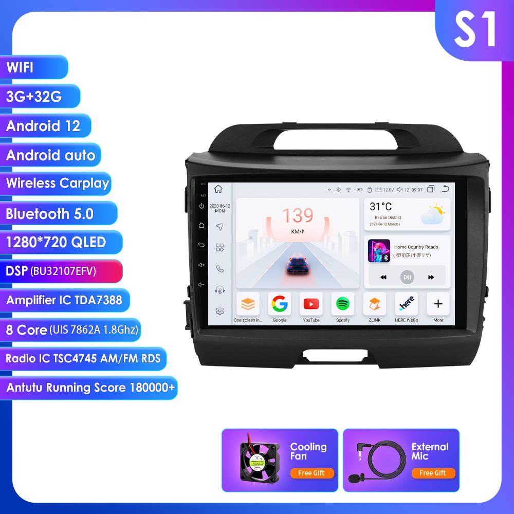 

OSSURET 8G+128G Голосовое управление AI 2 Din Android Авто Радио Для KIA Sportage 3 2010-2016 2015 Carplay Авто Мультимедиа GPS 2din Интеллектуальное Авторадио SWC BT RDS S1 8Core 3G 32G