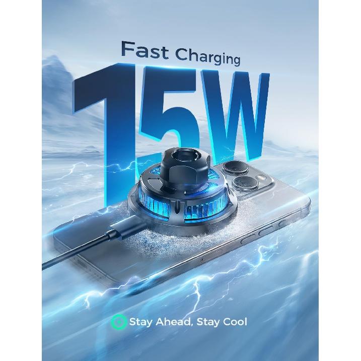 For MagSafe Car Mount Charger, [ICY Cooling Charging] 15W Wireless Car Charger Holder for iPhone 15 14 13 12 Pro Plus Max, Bendable Memory Titanium