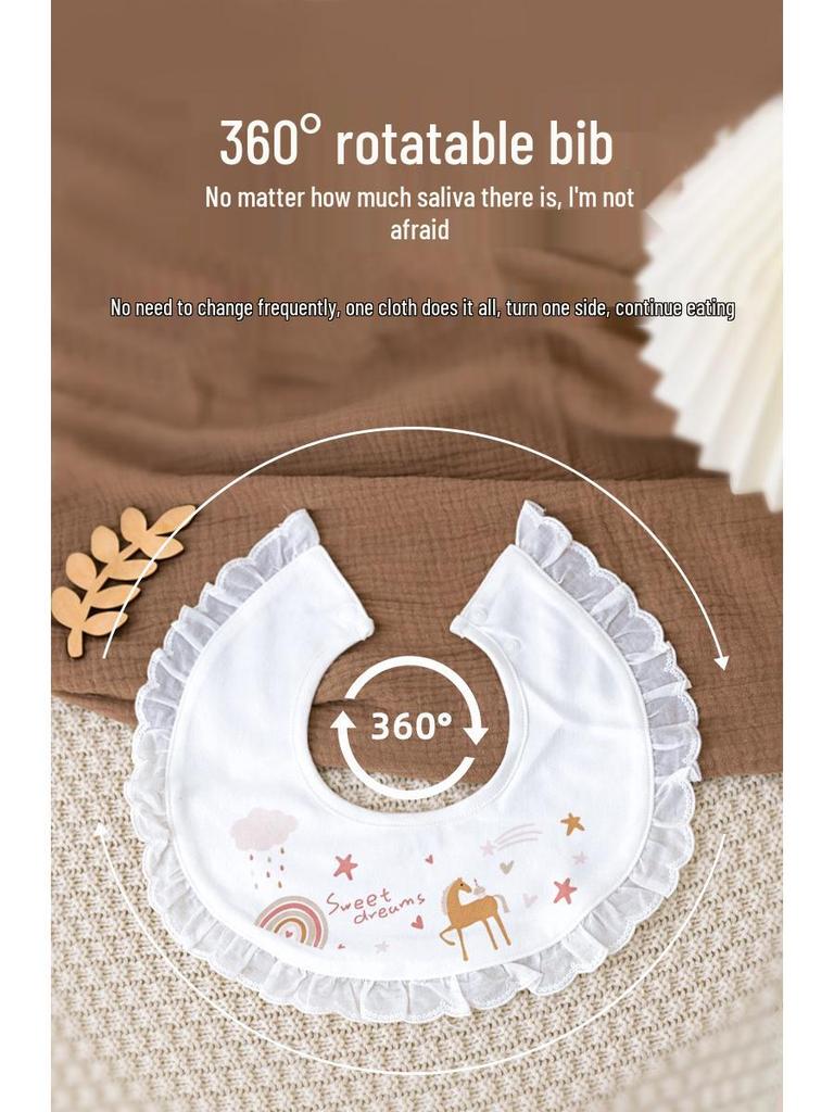 360° Drehbarer Koreanischer Baumwoll-Baby-Latz - Wasserdicht, Anti-Spuck-Design