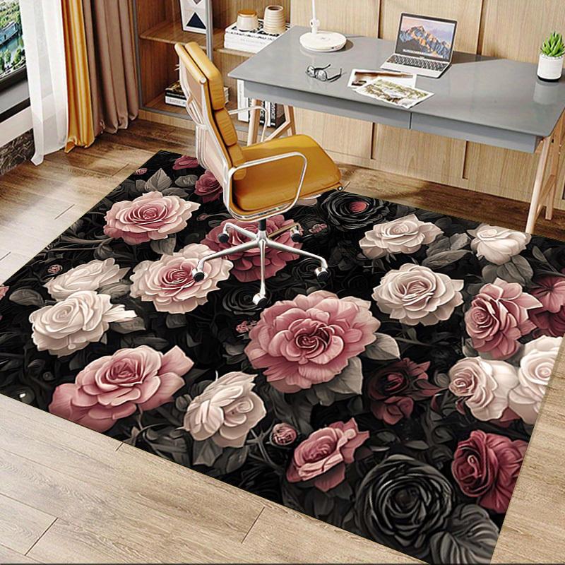 1PC Rose Floral Extra Large Non Slip Floor carpet, Office, family, Studio   Large Area Rug Indoor Rugs, Bold Statement Piece