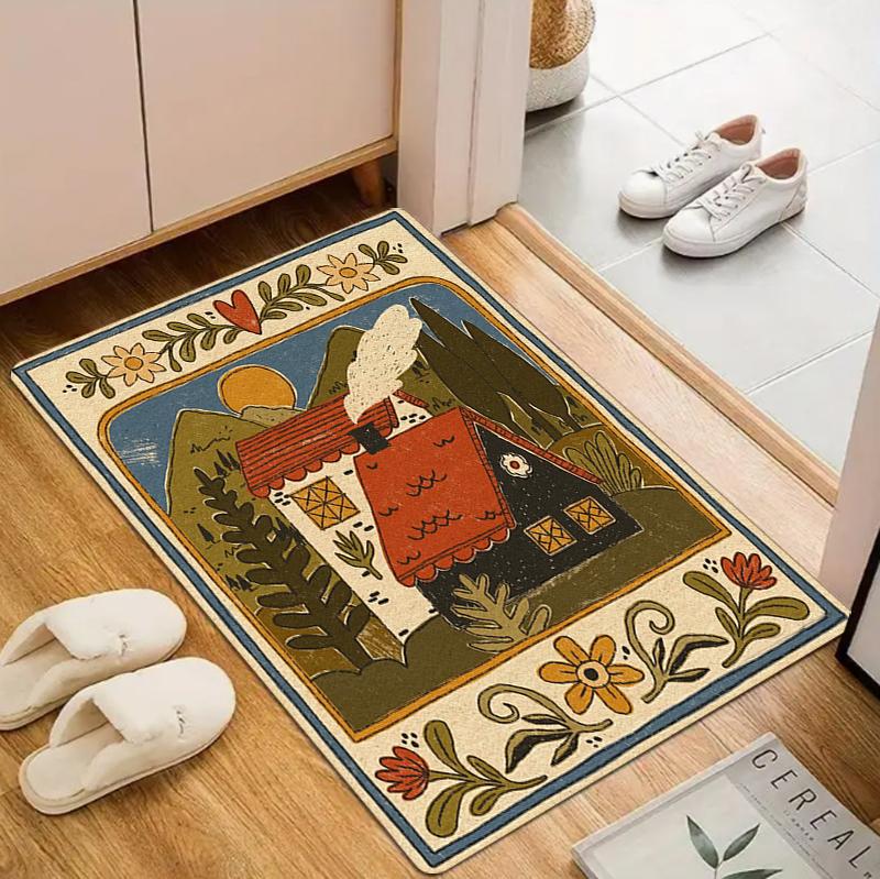 Ethnic Style Dairy Farm Printed Carpet Landscape Patterned Doormat Farmhouse Living Room Bedroom Entrance Carpet