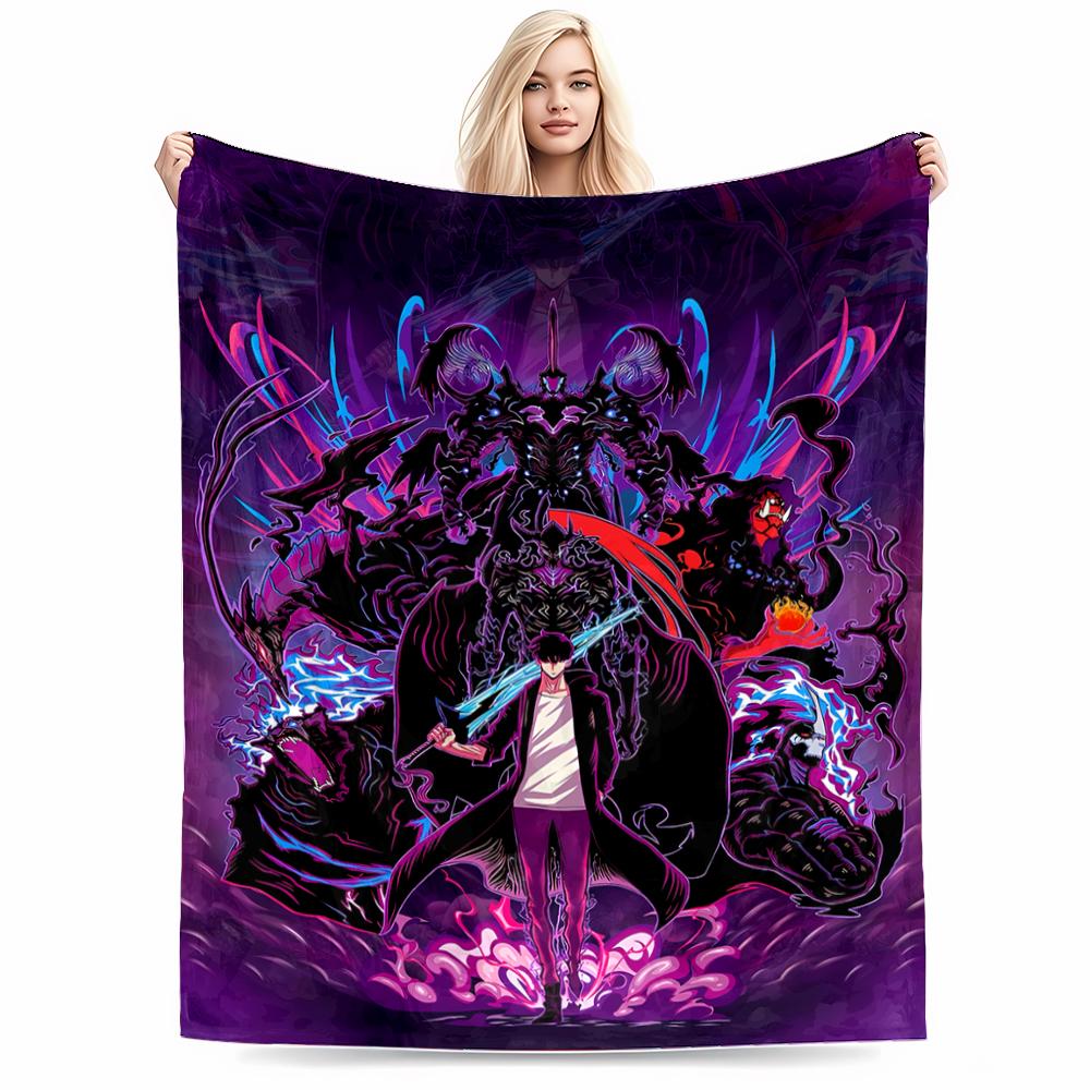 Dark Fantasy blanket with Heroic Figure and Mythical Creatures Design blanket, suitable for use in the bedroom, living room, on the sofa