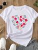 (Asian Size) sweet plant flower Print O-neck Short Sleeve T-shirts Fashion  Casual Women's Top T Female Clothing  Graphic Tee