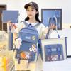 Five Piece Set Student Schoolbag Transparent Backpack  Women Outdoor Portable Storage Bags Large Capacity Travel Bag Gift