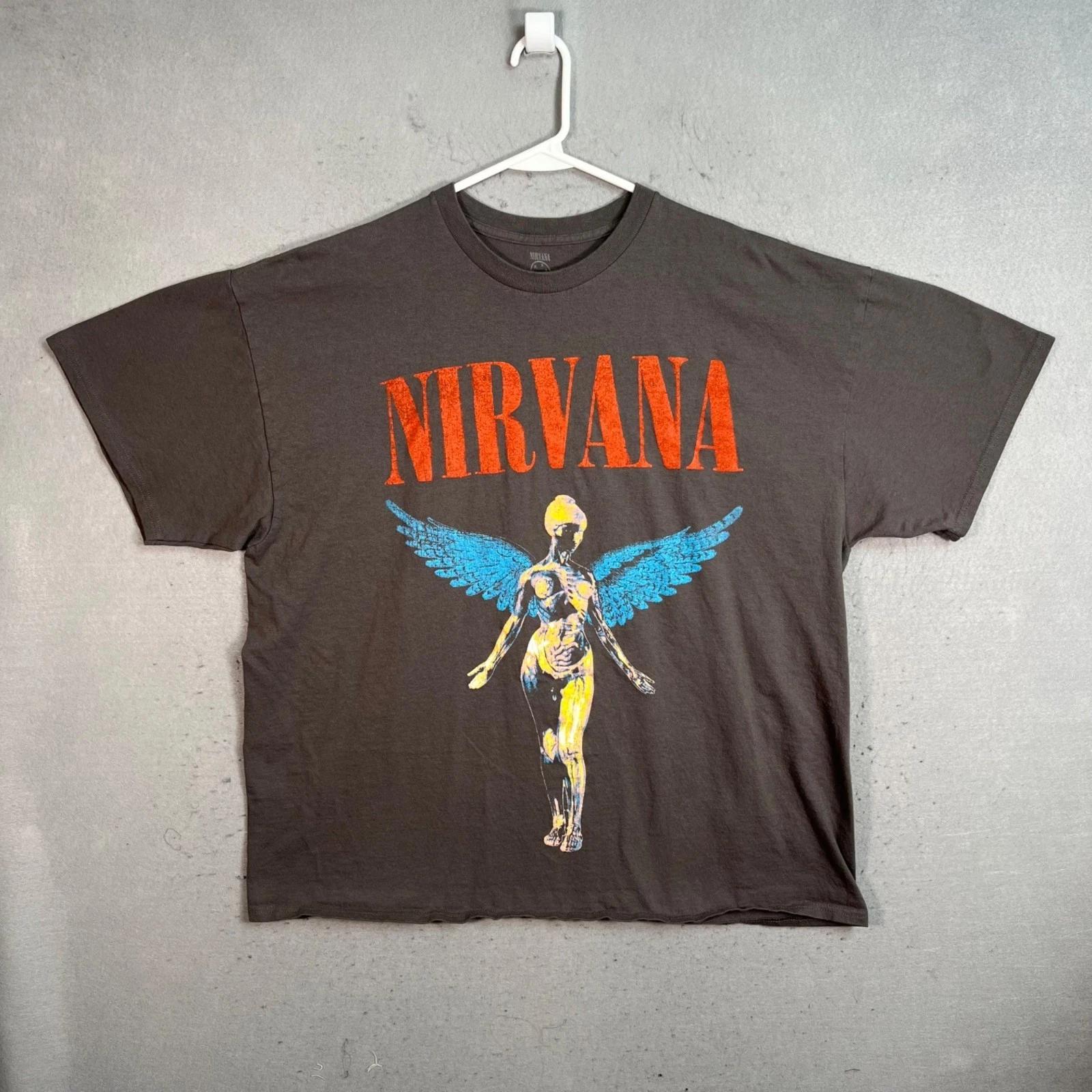 Nirvana Band Graphic T-Shirt Mens XL Gray Crewneck Retro S