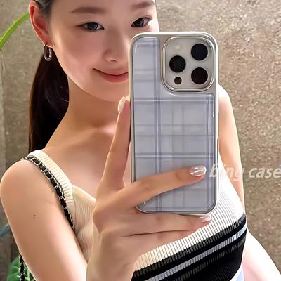 INS Style Pink Checkered Pattern Phone Case for iPhone 17 16e 16 15 14 13 12 11 Air Pro Max X XR XSMAX 8 7 Plus Clear Back Cover