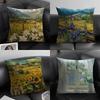 Beautiful Landscape Painting Style Linen Cushion Covers For Decorative Sofa Home Pillows Case Car Chair Pillows Cases