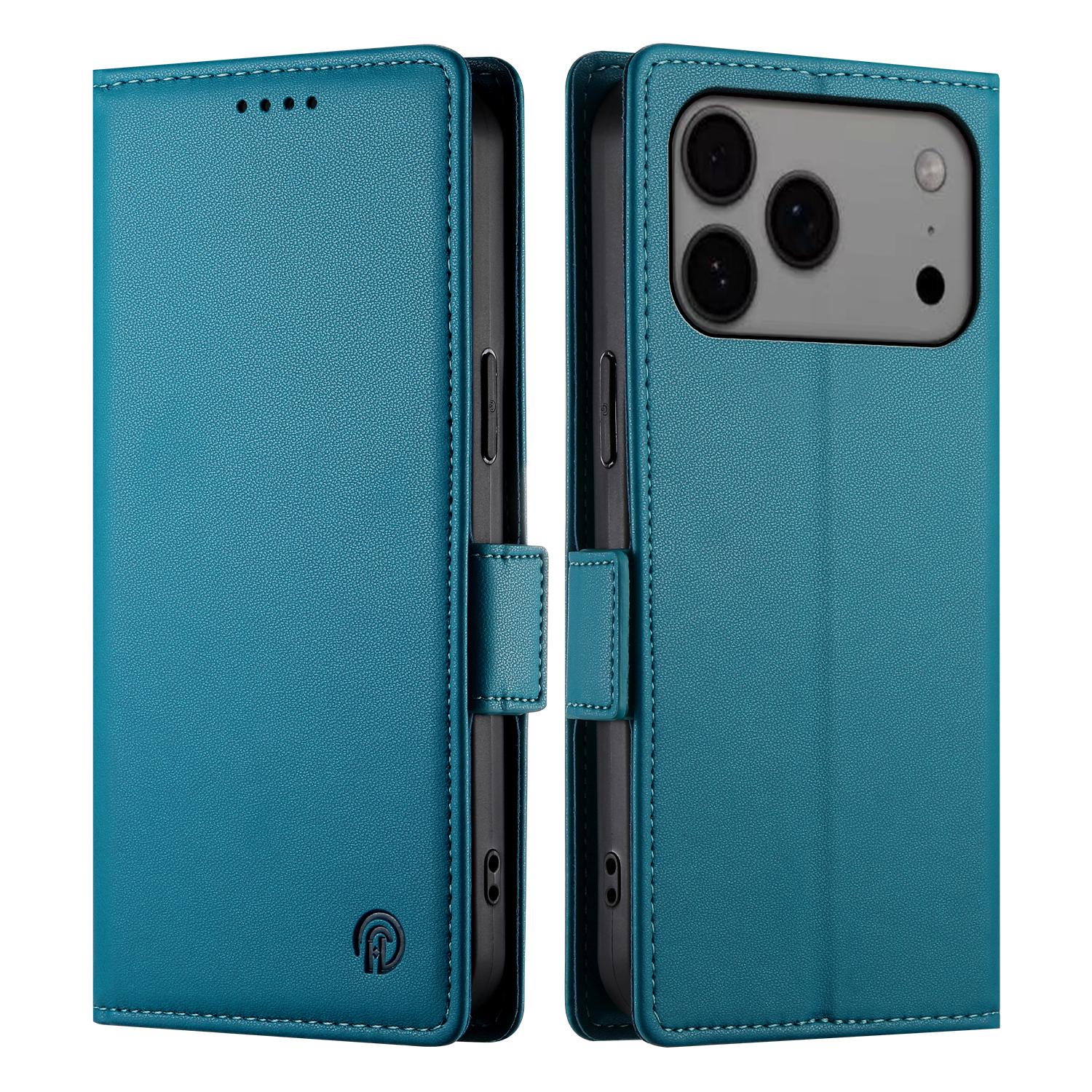 

For iPhone 17 Pro Max Stand Case PU Leather Wallet Phone Cover Blue