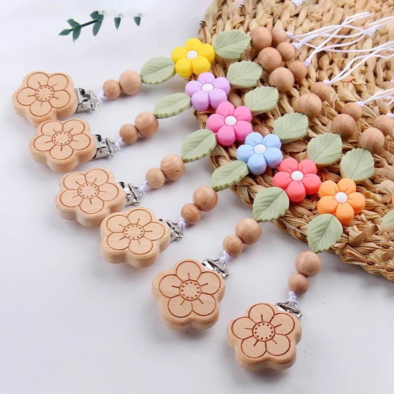 Adorable Flower-Shaped Pacifier Holder – Soft Silicone Baby Teether Chain, Cute Anti-Fall Nipple Clip for Toddlers