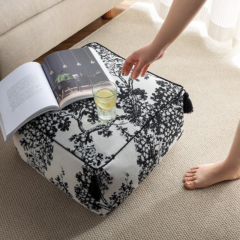 1PC Unstuffed Ottoman Futon Seat Cover Printing Country Pastoral Style Cushion Cover Luxury Cotton Footstool Lazy Futon Case
