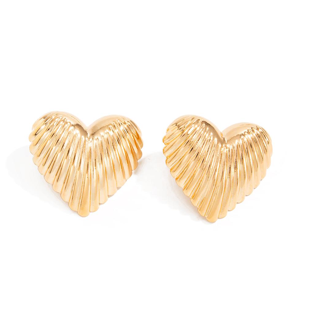 Design Sense Metal Smooth Folding Stud Earrings Women'S Retro Geometric Petals Love Earrings